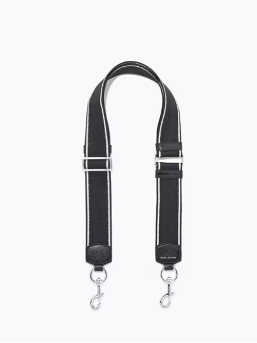 Marc Jacobs Black Leather Adjustable Bag Strap with White Stitching
